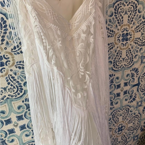 ❗️SALE❗️Rue de Seine Dallas western fringe bohemian Stevie lace wedding dress - Picture 12 of 16